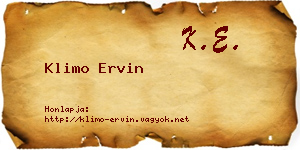 Klimo Ervin névjegykártya